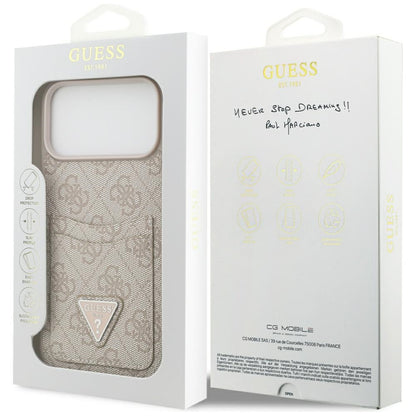 Hoes voor Apple iPhone 17 Pro Max, Guess, 4G Double Card Triangle, Roze