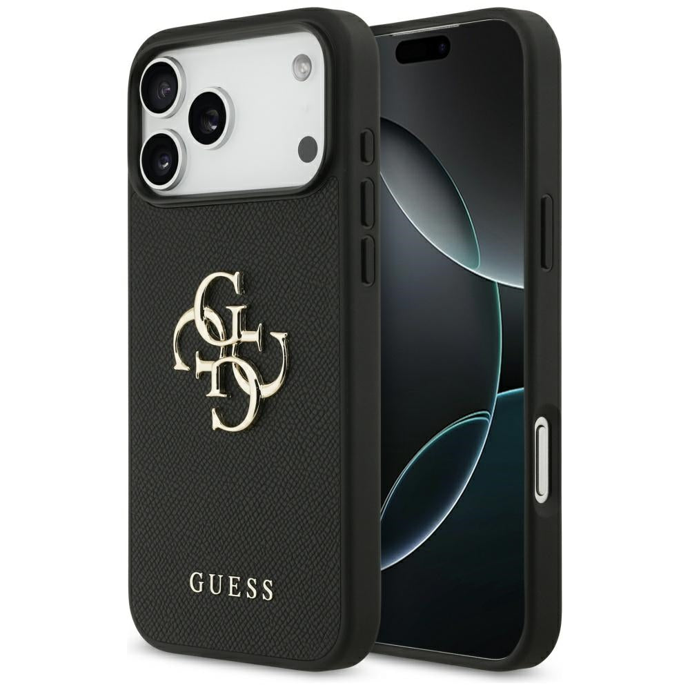 Hoes voor Apple iPhone 17 Pro Max, Guess, 4G Grained Big and Classic Logo, Zwart