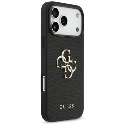 Hoes voor Apple iPhone 17 Pro Max, Guess, 4G Grained Big and Classic Logo, Zwart