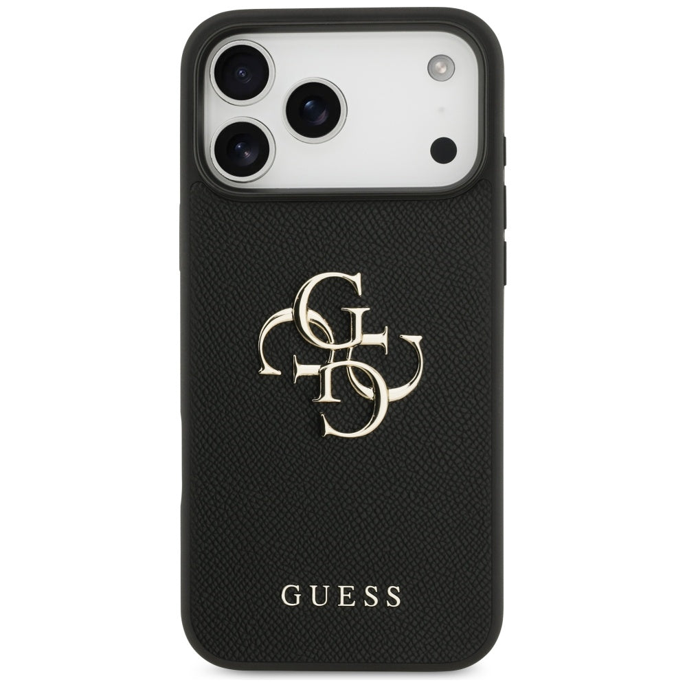 Hoes voor Apple iPhone 17 Pro Max, Guess, 4G Grained Big and Classic Logo, Zwart