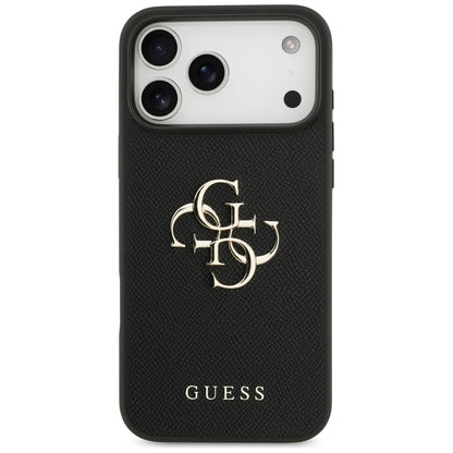 Hoes voor Apple iPhone 17 Pro Max, Guess, 4G Grained Big and Classic Logo, Zwart