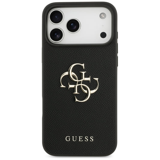 Hoes voor Apple iPhone 17 Pro Max, Guess, 4G Grained Big and Classic Logo, Zwart