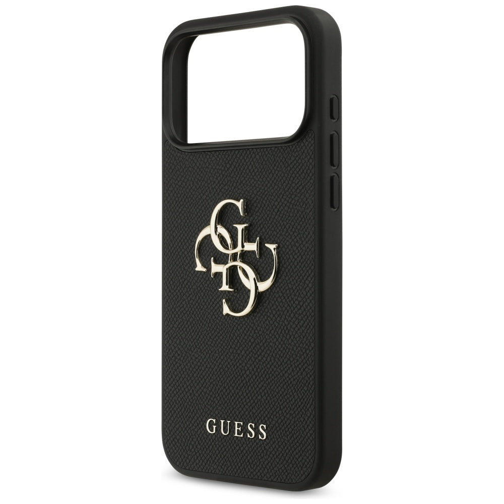 Hoes voor Apple iPhone 17 Pro Max, Guess, 4G Grained Big and Classic Logo, Zwart