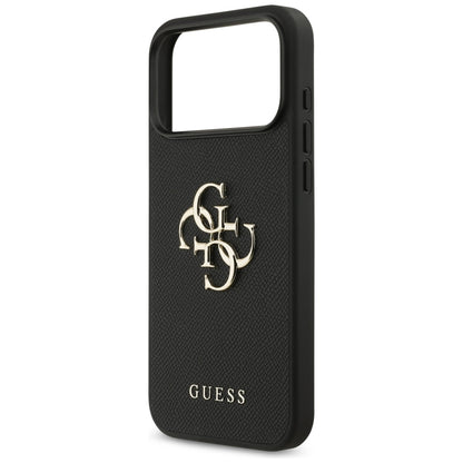 Hoes voor Apple iPhone 17 Pro Max, Guess, 4G Grained Big and Classic Logo, Zwart