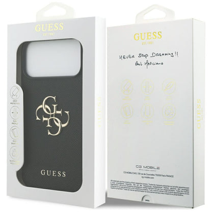 Hoes voor Apple iPhone 17 Pro Max, Guess, 4G Grained Big and Classic Logo, Zwart