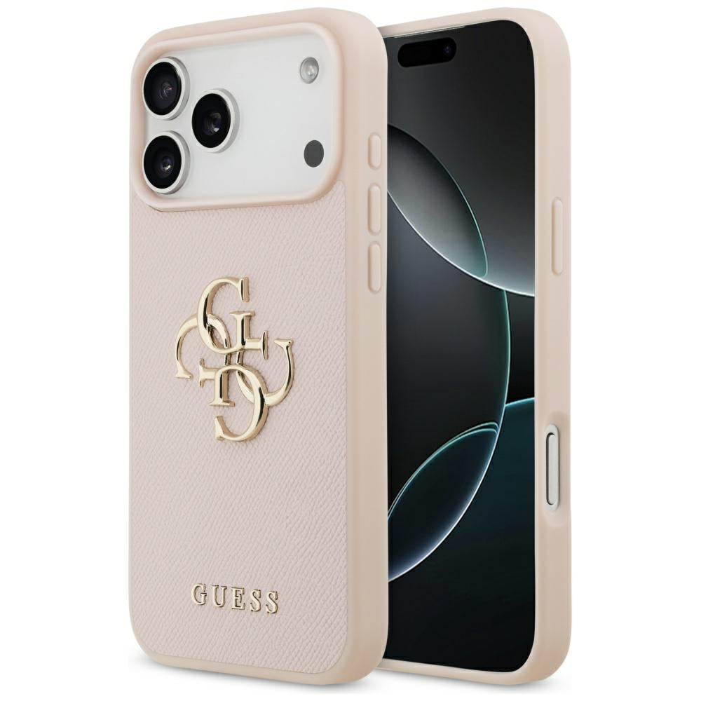 Hoes voor Apple iPhone 17 Pro Max, Guess, 4G Grained Big and Classic Logo, Roze