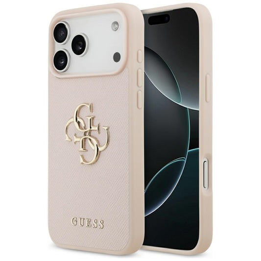 Hoes voor Apple iPhone 17 Pro Max, Guess, 4G Grained Big and Classic Logo, Roze
