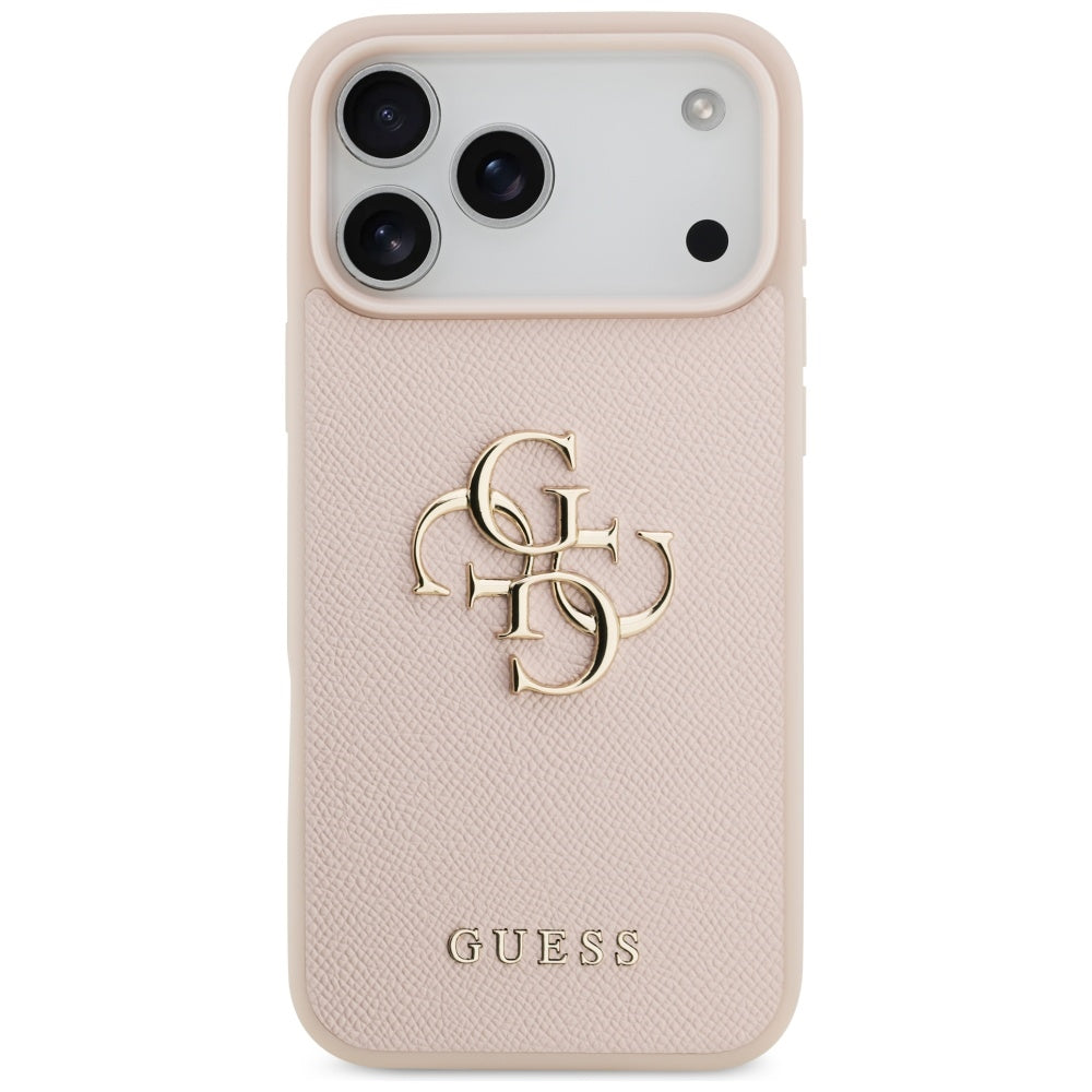 Hoes voor Apple iPhone 17 Pro Max, Guess, 4G Grained Big and Classic Logo, Roze