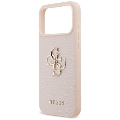 Hoes voor Apple iPhone 17 Pro Max, Guess, 4G Grained Big and Classic Logo, Roze