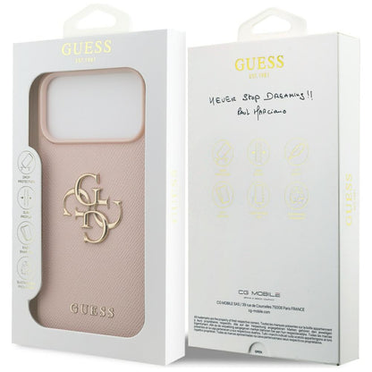 Hoes voor Apple iPhone 17 Pro Max, Guess, 4G Grained Big and Classic Logo, Roze