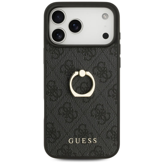 Hoes voor Apple iPhone 17 Pro Max, Guess, 4G Ring Stand, Zwart