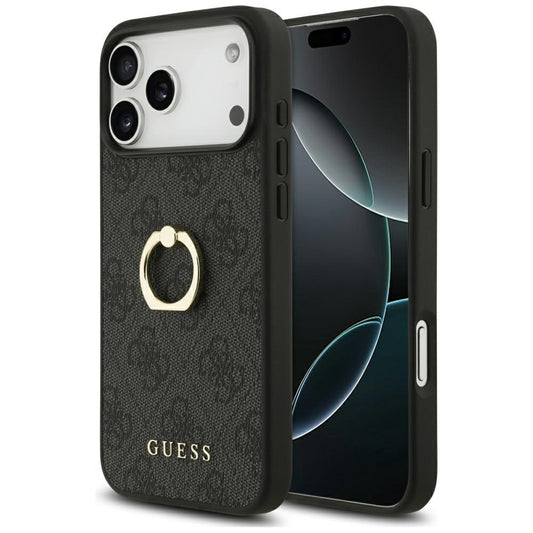 Hoes voor Apple iPhone 17 Pro Max, Guess, 4G Ring Stand, Zwart