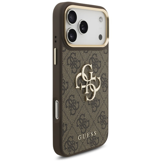 Hoes voor Apple iPhone 17 Pro Max, Guess, Big 4G Classic Logo met Grote Band, Bruin