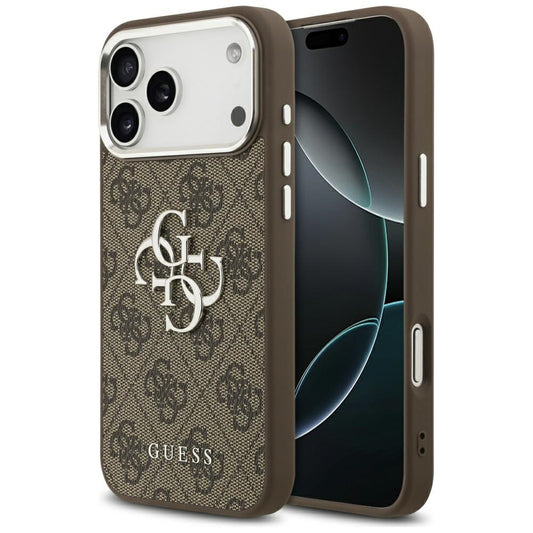 Hoes voor Apple iPhone 17 Pro Max, Guess, Big 4G Logo Classic, Bruin Zilver