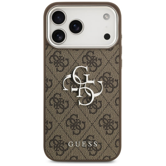 Hoes voor Apple iPhone 17 Pro Max, Guess, Big 4G Logo Classic, Bruin Zilver