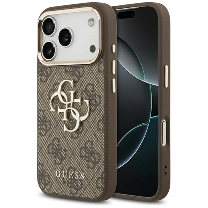 Hoes voor Apple iPhone 17 Pro Max, Guess, Big 4G Logo Classic, Goudbruin