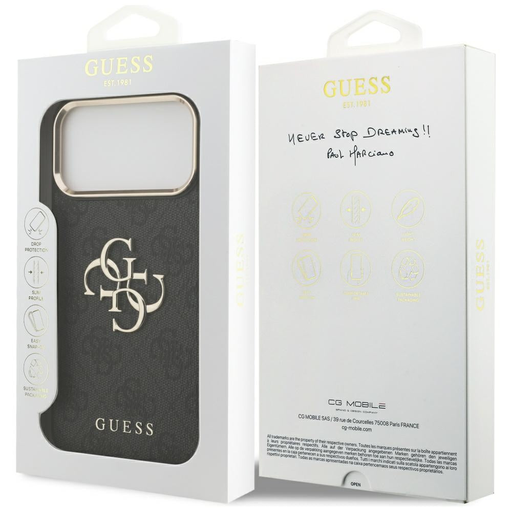 Hoes voor Apple iPhone 17 Pro Max, Guess, Big 4G Logo Classic, Zwart Goud