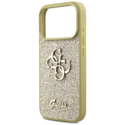 Hoes voor Apple iPhone 17 Pro Max, Guess, Fixed Glitter Big 4G, Goudkleurig