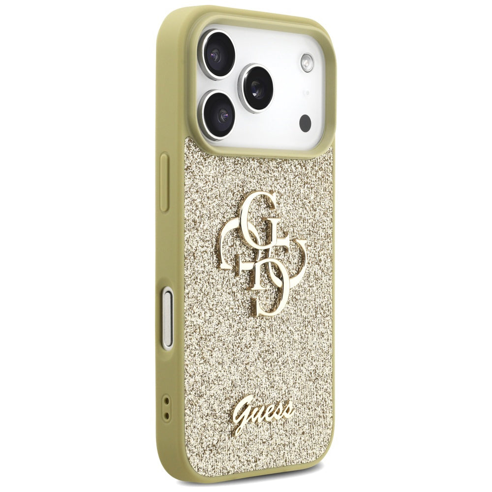 Hoes voor Apple iPhone 17 Pro Max, Guess, Fixed Glitter Big 4G, Goudkleurig