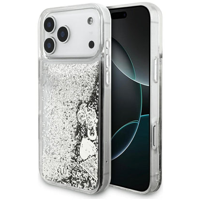 Hoes voor Apple iPhone 17 Pro Max, Guess, Liquid Glitter Charms, Zilverkleurig