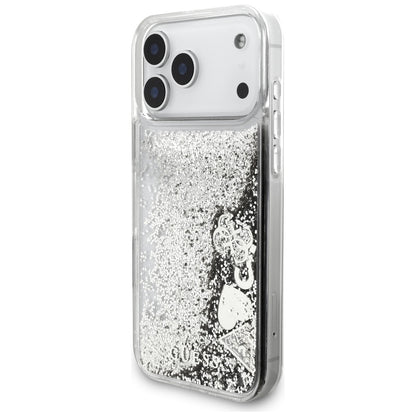 Hoes voor Apple iPhone 17 Pro Max, Guess, Liquid Glitter Charms, Zilverkleurig