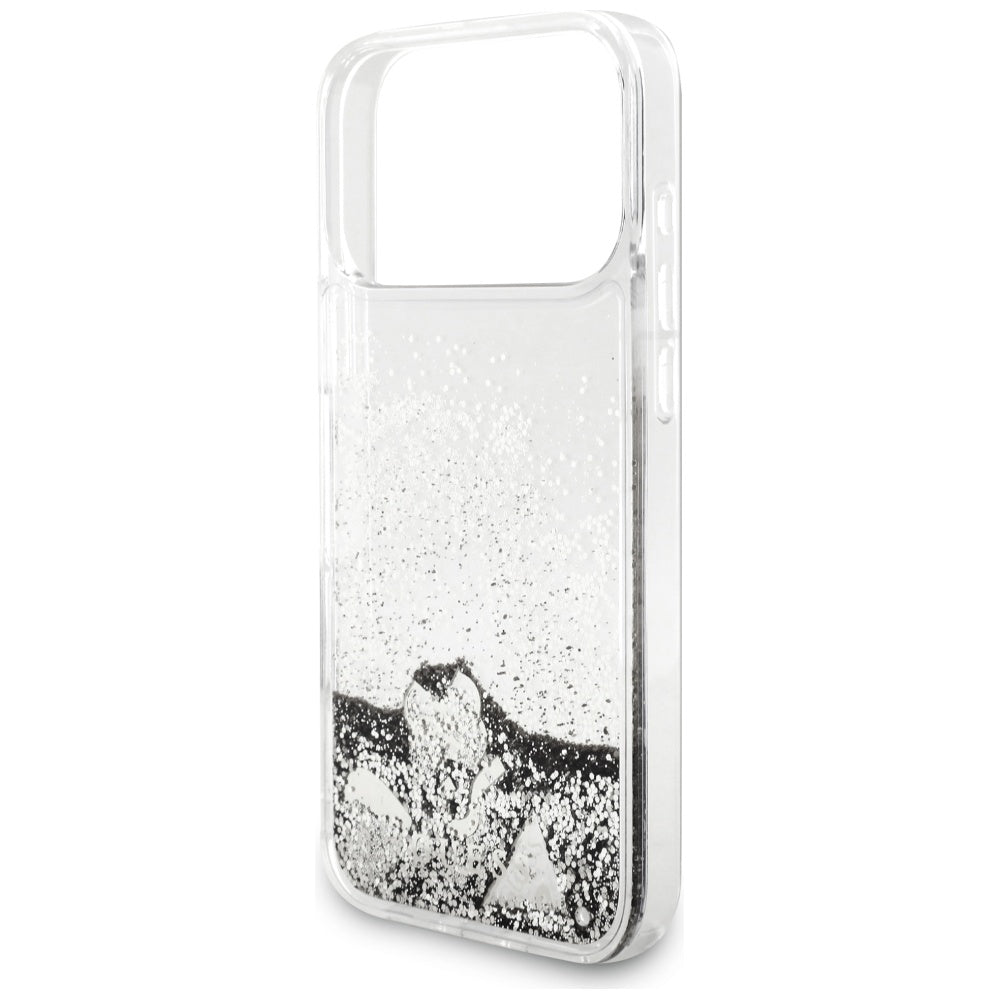 Hoes voor Apple iPhone 17 Pro Max, Guess, Liquid Glitter Charms, Zilverkleurig