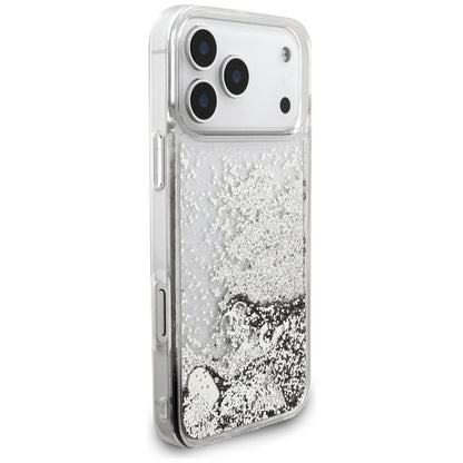 Hoes voor Apple iPhone 17 Pro Max, Guess, Liquid Glitter Charms, Zilverkleurig