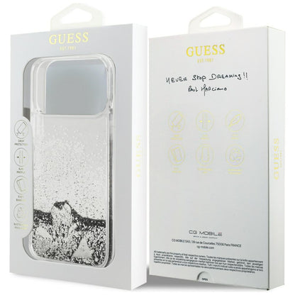 Hoes voor Apple iPhone 17 Pro Max, Guess, Liquid Glitter Charms, Zilverkleurig