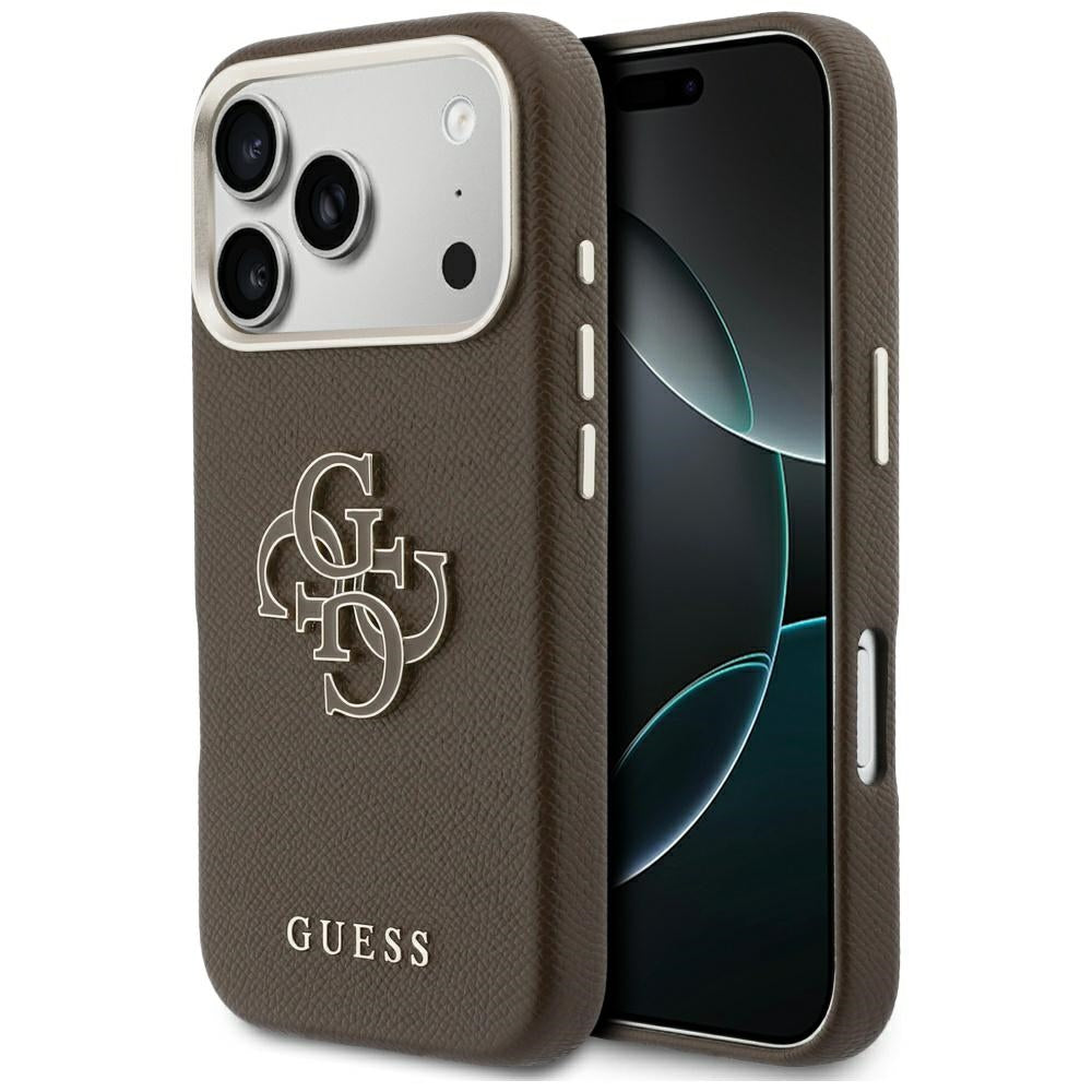 Hoes voor Apple iPhone 17 Pro Max, Guess, Resin Logo, Bruin