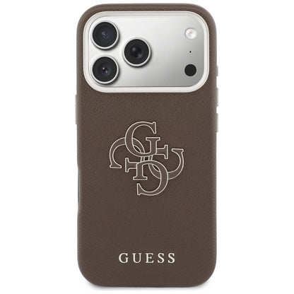 Hoes voor Apple iPhone 17 Pro Max, Guess, Resin Logo, Bruin