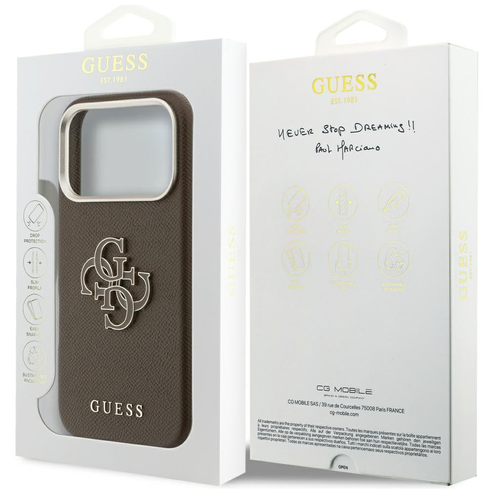 Hoes voor Apple iPhone 17 Pro Max, Guess, Resin Logo, Bruin