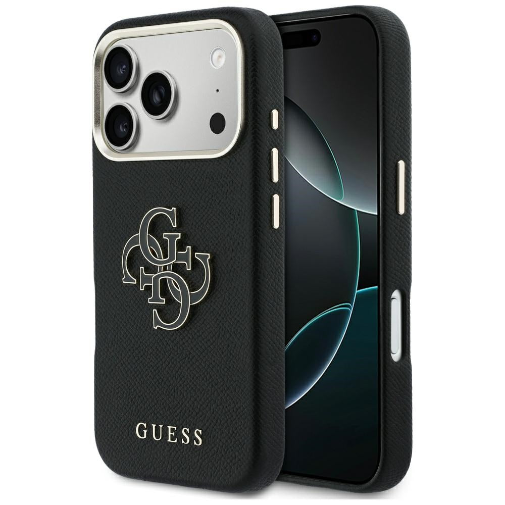 Hoes voor Apple iPhone 17 Pro Max, Guess, Resin Logo, Zwart