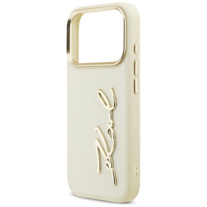 Hoes voor Apple iPhone 17 Pro Max, Karl Lagerfeld, Script Logo, Beige