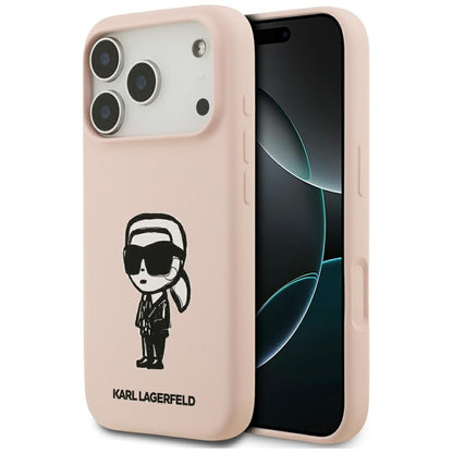 Hoes voor Apple iPhone 17 Pro Max, Karl Lagerfeld, Sketch and Logo Karl, Roze
