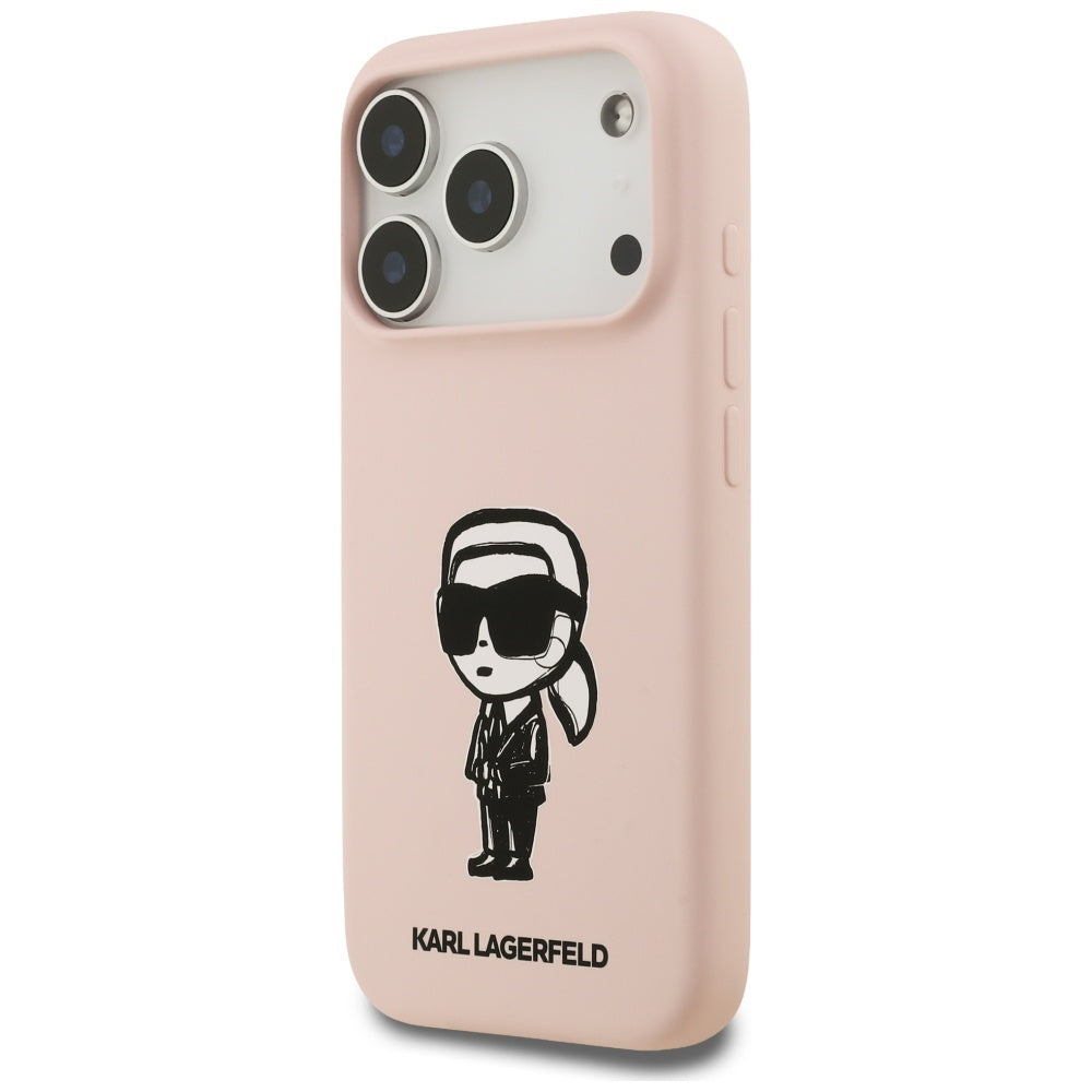 Hoes voor Apple iPhone 17 Pro Max, Karl Lagerfeld, Sketch and Logo Karl, Roze