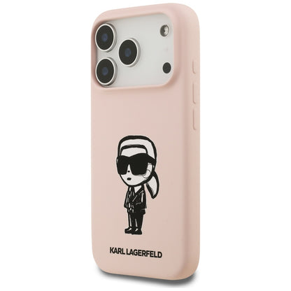 Hoes voor Apple iPhone 17 Pro Max, Karl Lagerfeld, Sketch and Logo Karl, Roze