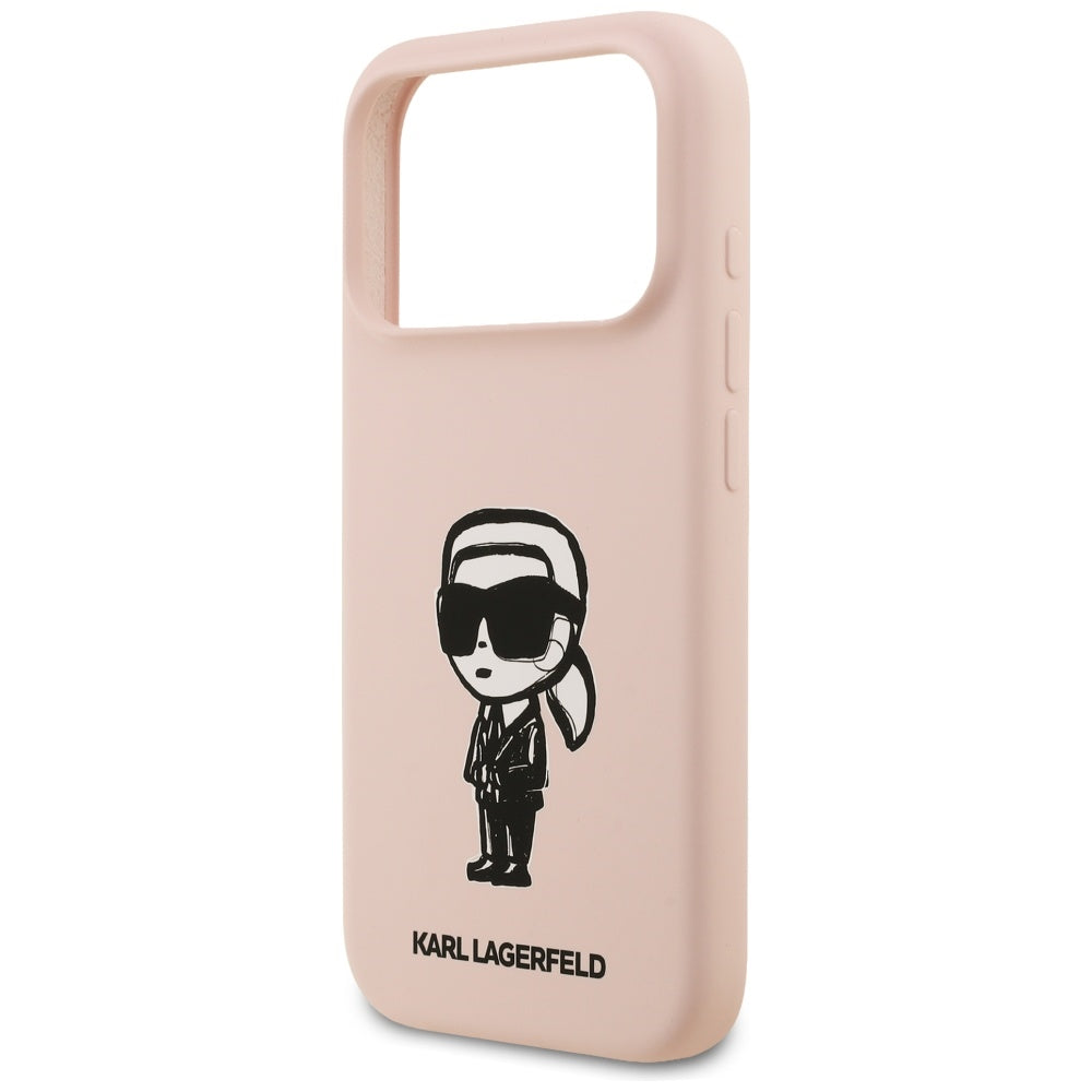 Hoes voor Apple iPhone 17 Pro Max, Karl Lagerfeld, Sketch and Logo Karl, Roze