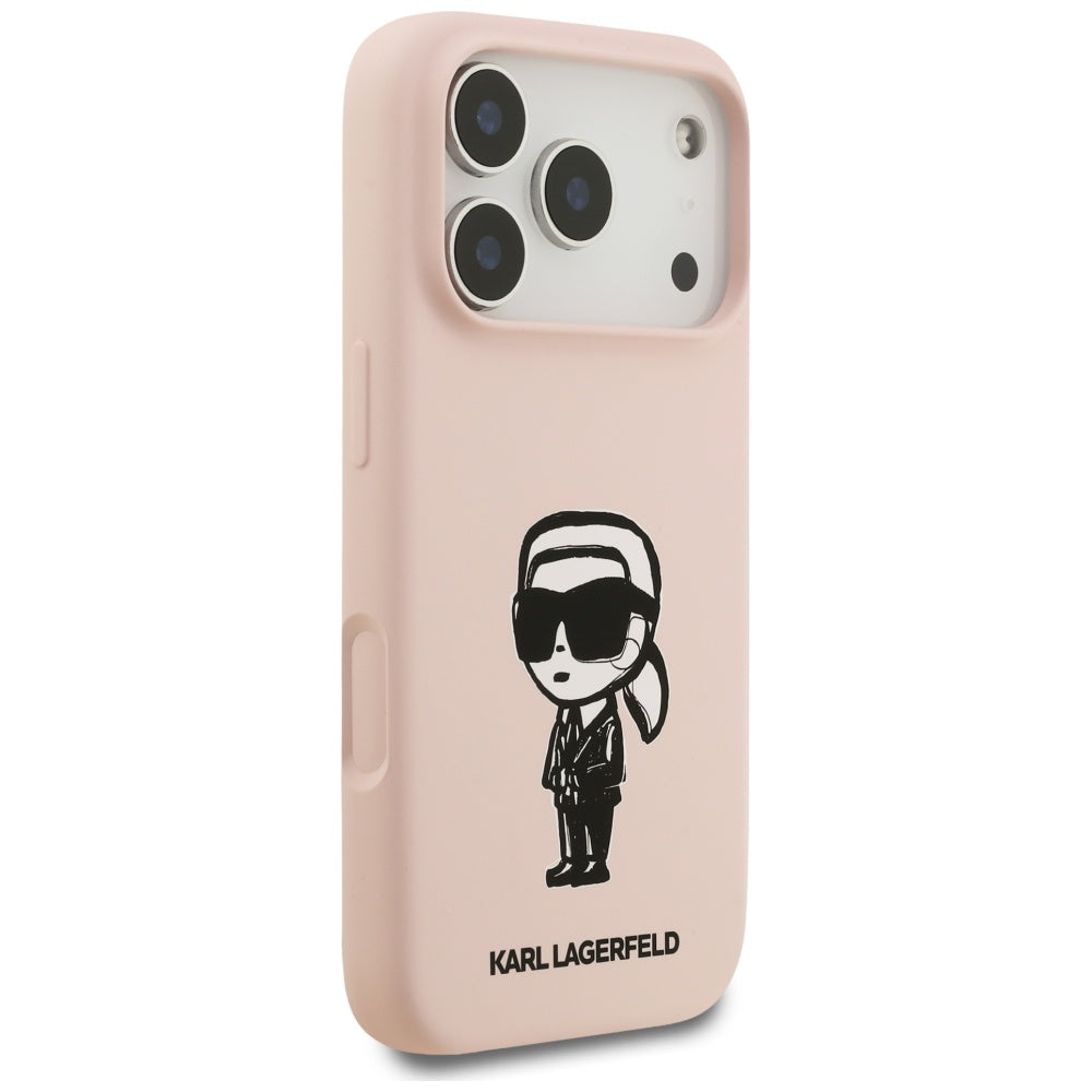 Hoes voor Apple iPhone 17 Pro Max, Karl Lagerfeld, Sketch and Logo Karl, Roze