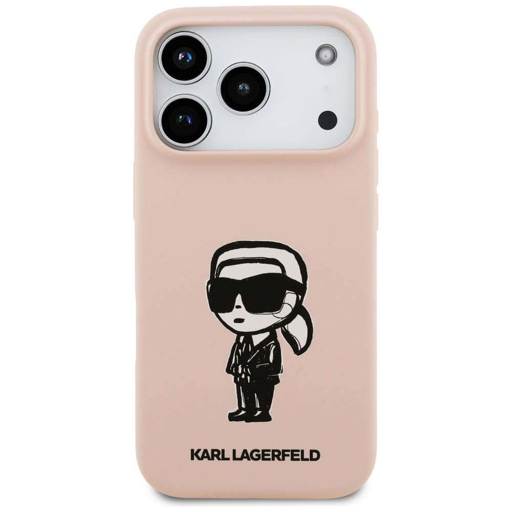 Hoes voor Apple iPhone 17 Pro Max, Karl Lagerfeld, Sketch and Logo Karl, Roze
