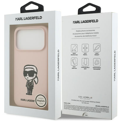 Hoes voor Apple iPhone 17 Pro Max, Karl Lagerfeld, Sketch and Logo Karl, Roze