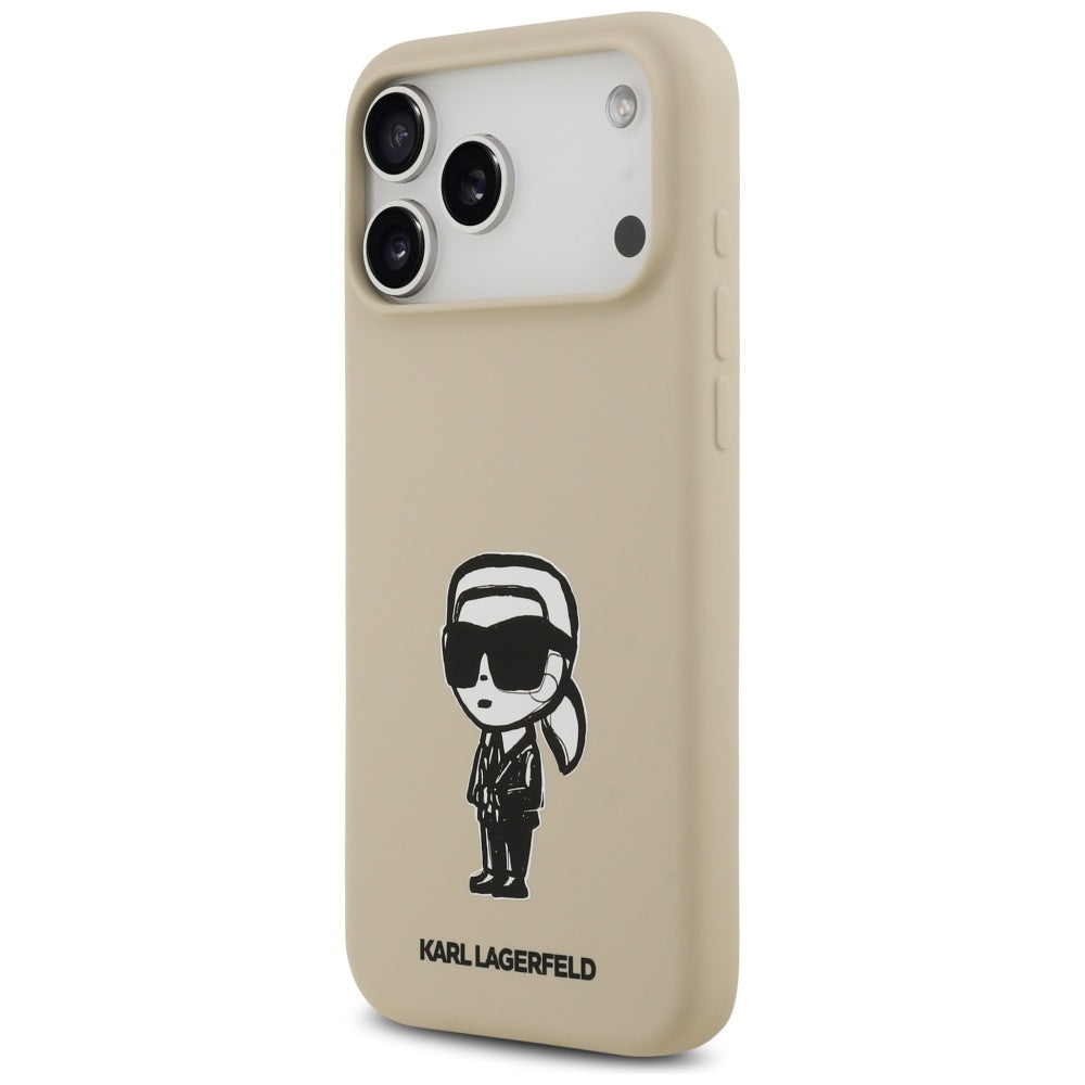 Hoes voor Apple iPhone 17 Pro Max, Karl Lagerfeld, Sketch en Logo Karl, Bruin