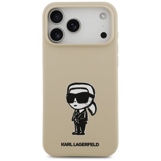 Hoes voor Apple iPhone 17 Pro Max, Karl Lagerfeld, Sketch en Logo Karl, Bruin