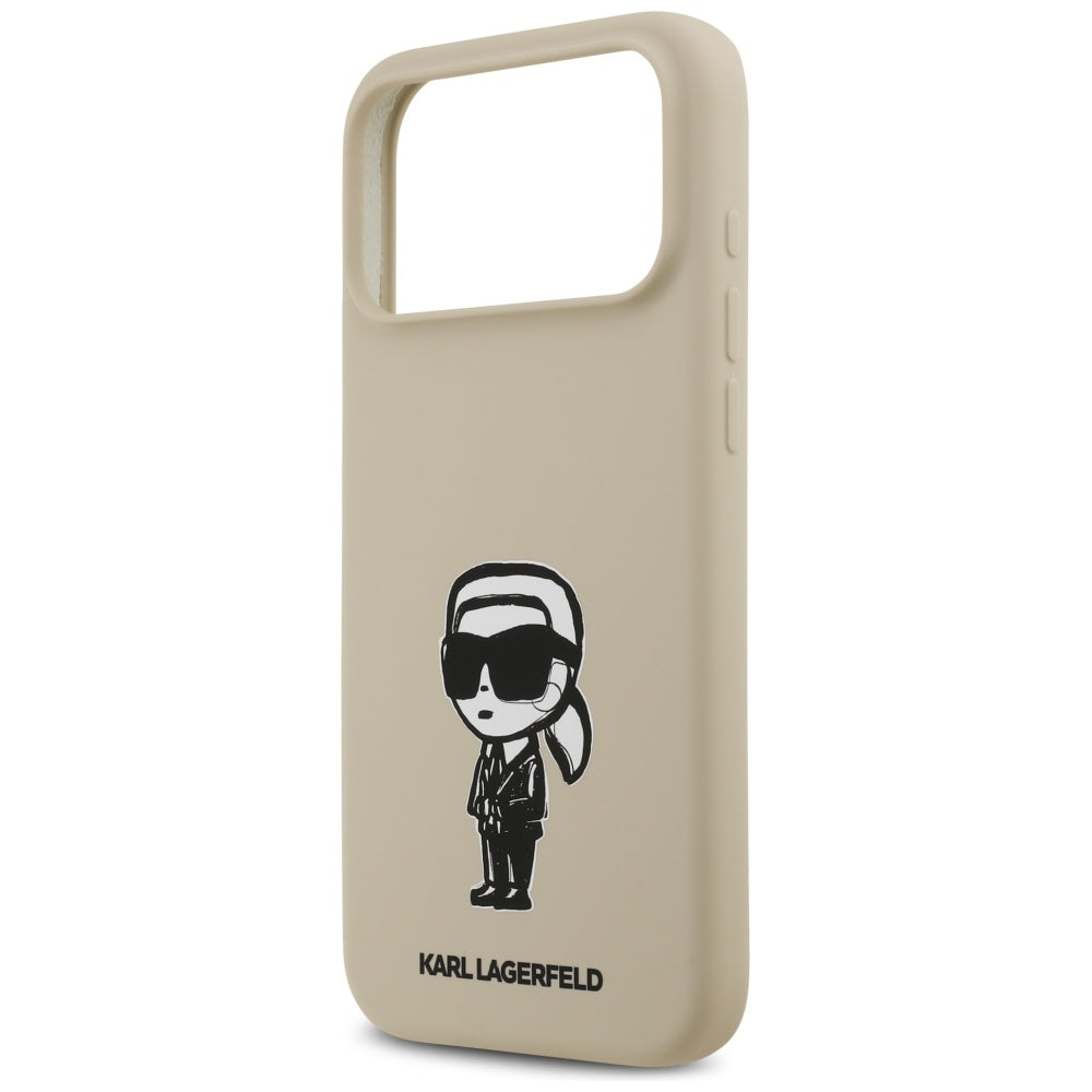 Hoes voor Apple iPhone 17 Pro Max, Karl Lagerfeld, Sketch en Logo Karl, Bruin