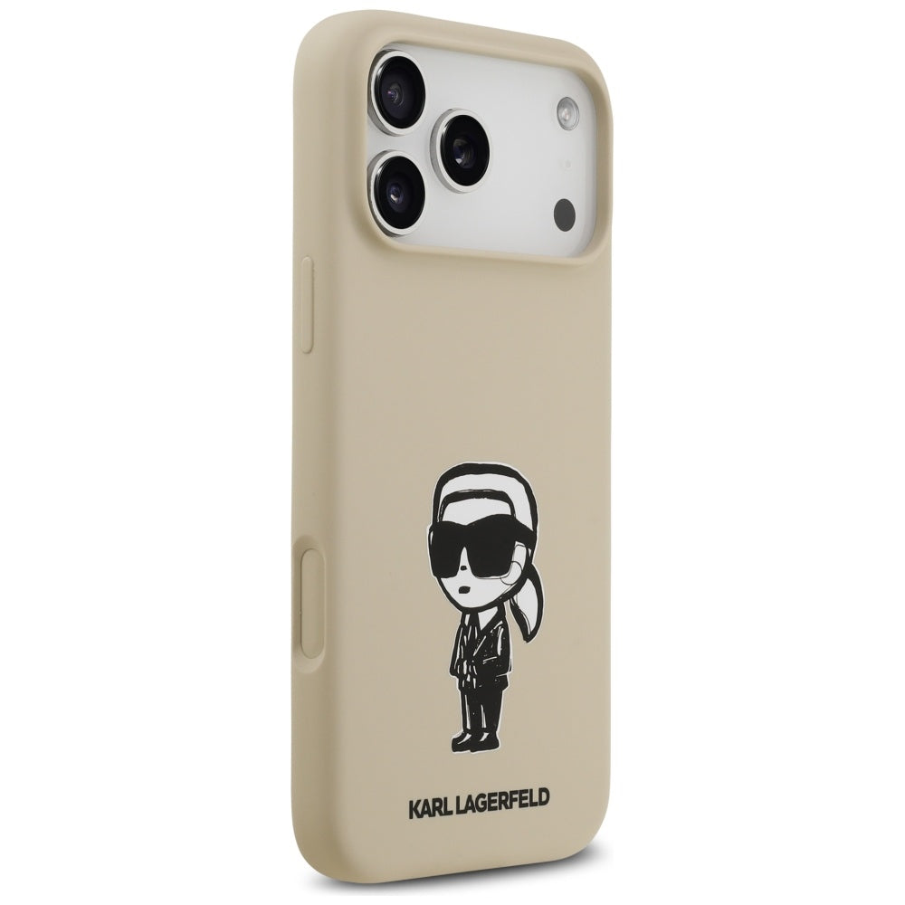 Hoes voor Apple iPhone 17 Pro Max, Karl Lagerfeld, Sketch en Logo Karl, Bruin