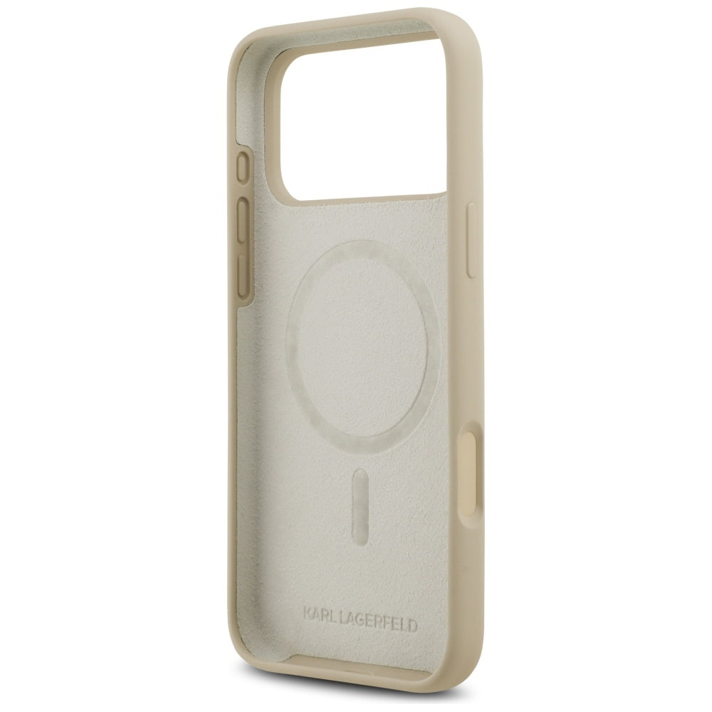 Hoes voor Apple iPhone 17 Pro Max, Karl Lagerfeld, Sketch en Logo Karl, Bruin