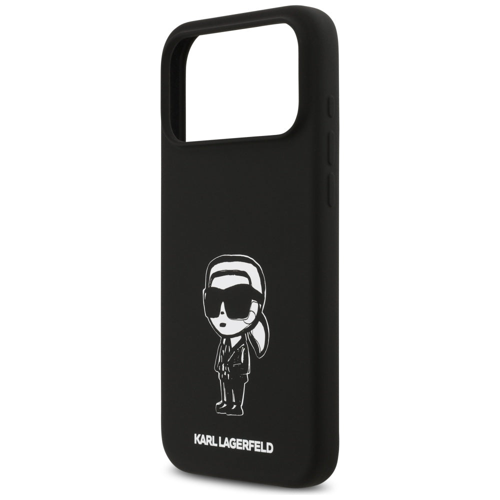 Hoes voor Apple iPhone 17 Pro Max, Karl Lagerfeld, Sketch en Logo Karl, Zwart