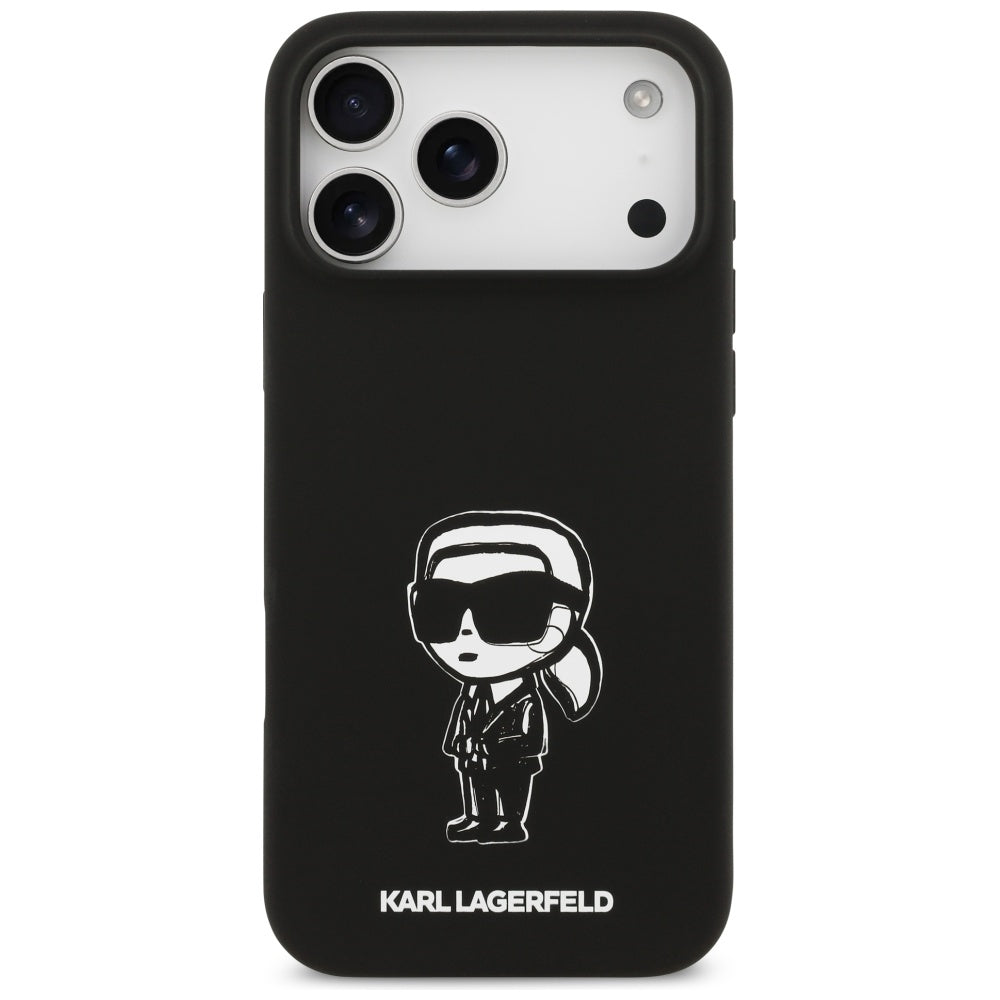 Hoes voor Apple iPhone 17 Pro Max, Karl Lagerfeld, Sketch en Logo Karl, Zwart