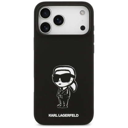 Hoes voor Apple iPhone 17 Pro Max, Karl Lagerfeld, Sketch en Logo Karl, Zwart