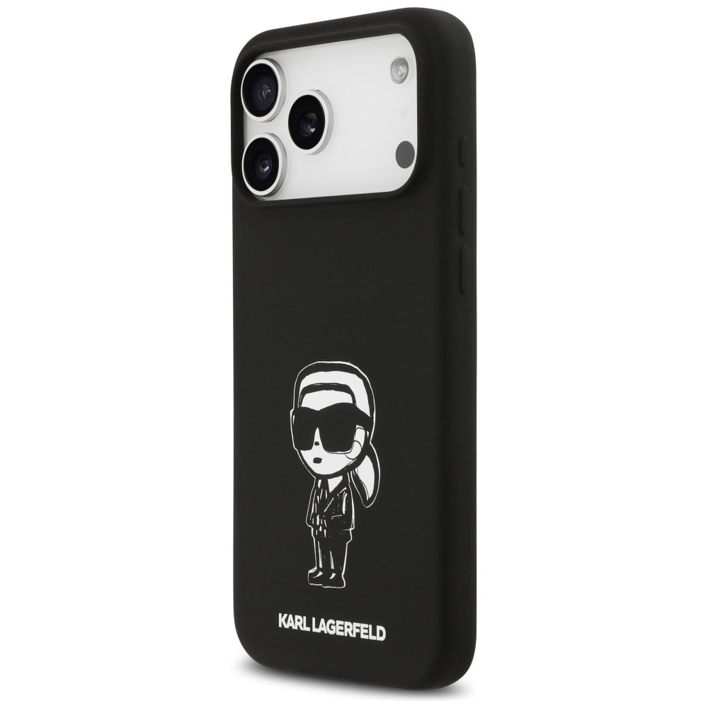 Hoes voor Apple iPhone 17 Pro Max, Karl Lagerfeld, Sketch en Logo Karl, Zwart