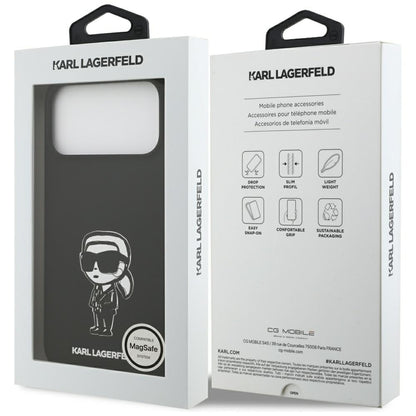 Hoes voor Apple iPhone 17 Pro Max, Karl Lagerfeld, Sketch en Logo Karl, Zwart